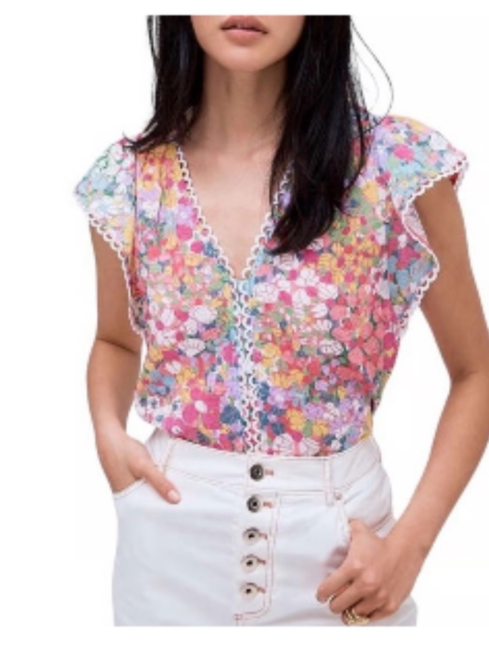 kate spade Floral burnout lined top size M